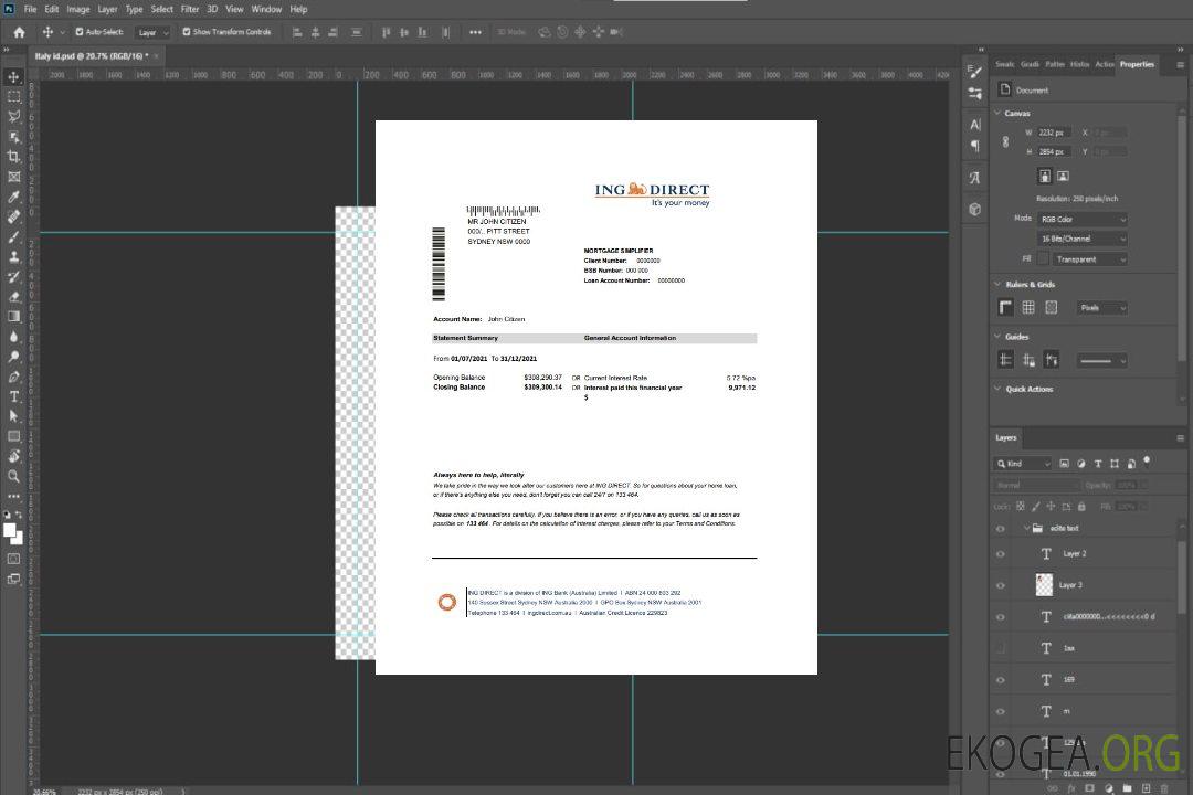 Modèle de relevé bancaire ING Direct Australie facile à remplir au format Excel et PDF template